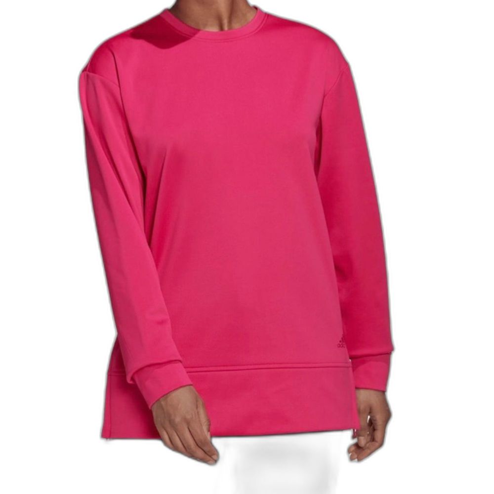 Adidas NWT Sz M Magenta Vivid Red Women's Aeroready Crew Neck Sweater - Picture 3 of 13